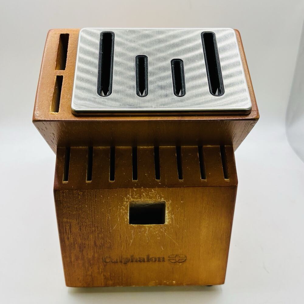 Calphalon 15 Slot Wood Knife Self Sharpening Storage Block only Pre-Owned.